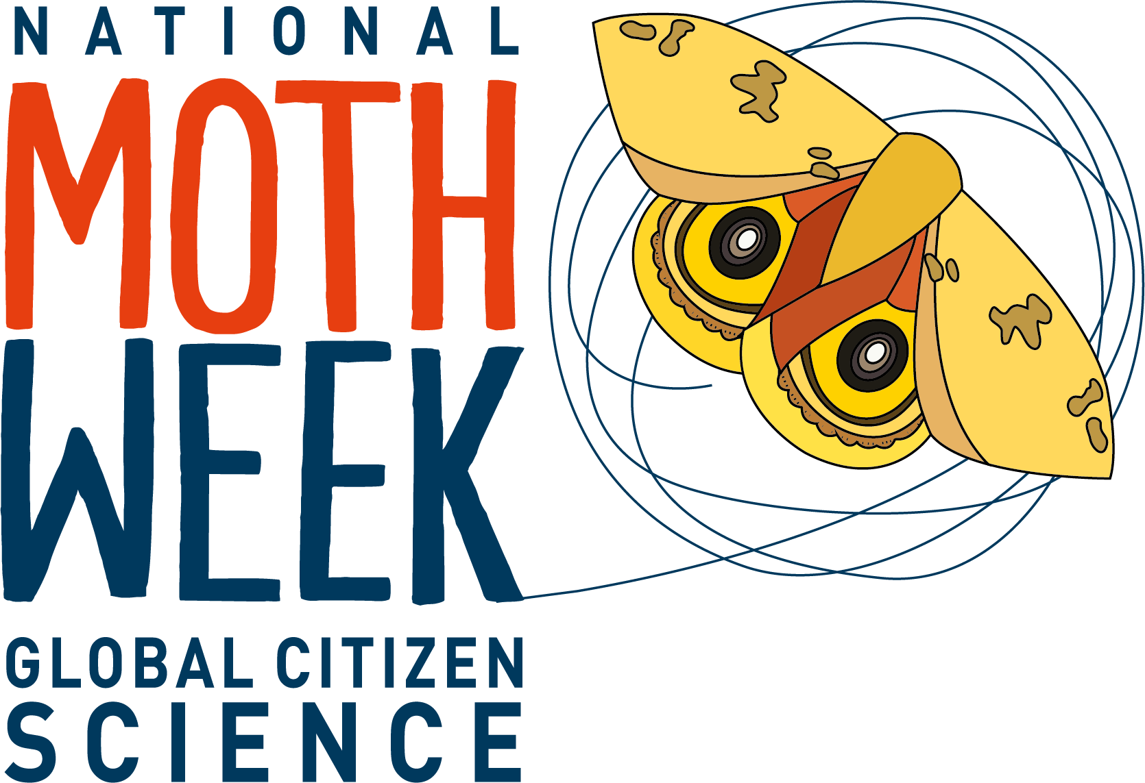 National Moth Week logo with male Io moth (Automeris io) as part of logo