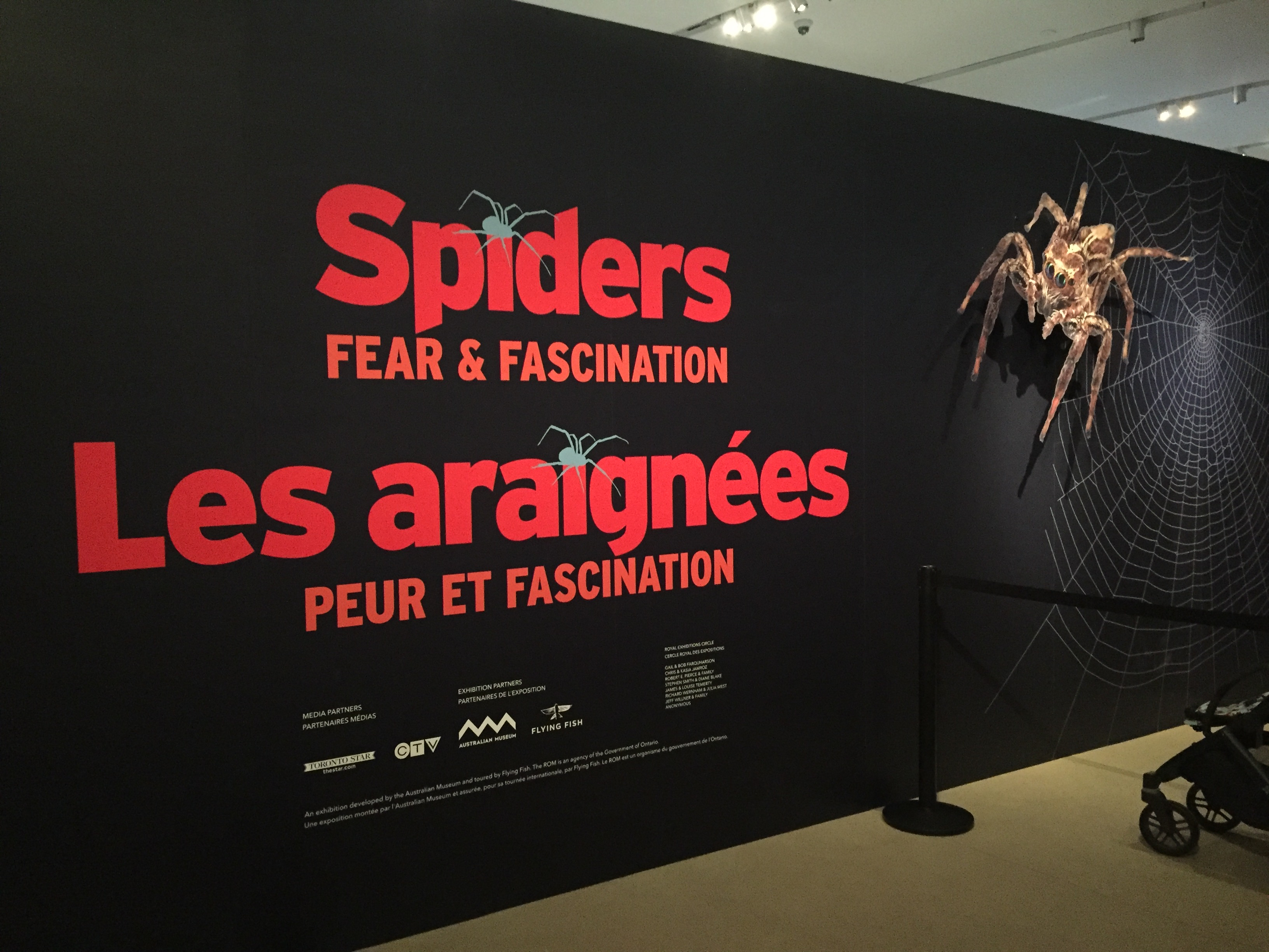 Photo of Spiders: Fear and Fascination exhibit sign at the Royal Ontario Museum
